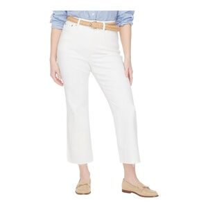 NWT White J Crew Factory Mid Rise Flare Crop Jean Signature Stretch 28P Raw Hem